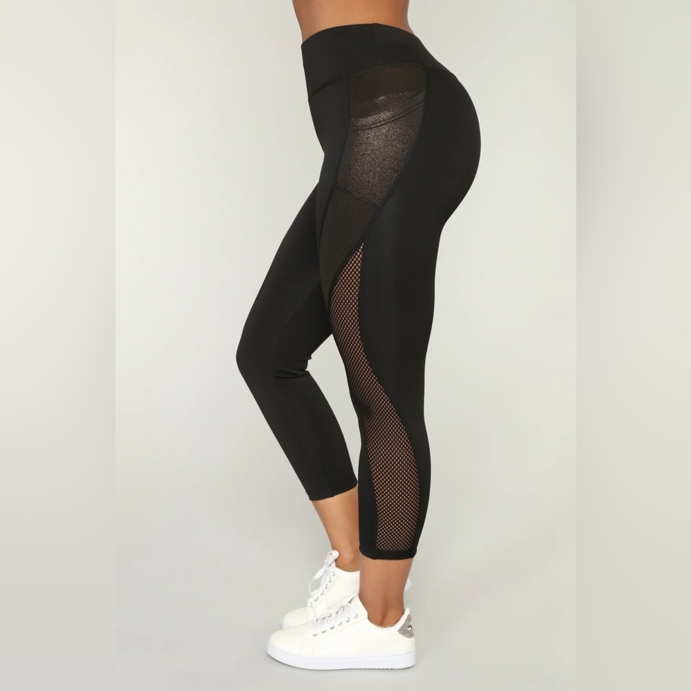 BSP Black Leggings with Gold Detail
